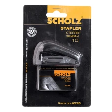 Степлер № 10, +1000 скоб, 8 арк. "SCHOLZ" 4035, 20мм, МІНІ, Чорний (1/24)