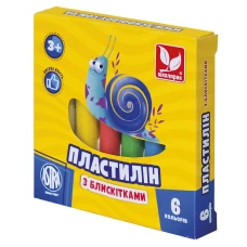 Пластилін восковий "Школярик"  6 кол. круглий з блискітками /303109001-UA/ 78 г (1/26)
