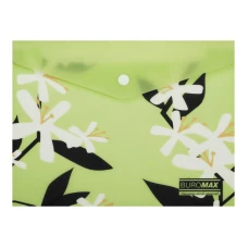 Папка-конверт на кнопці А5 "BuroMAX" /BM.3919-15/ матов. пластик, ARABESKI, салатовий (12/360)