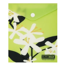 Папка-конверт на кнопці А6 "BuroMAX" /BM.3922-15/ матов. пластик, ARABESKI, салатовий (12/480)