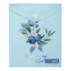 Папка-конверт на кнопці А6 "BuroMAX" /BM.3922-52/ матов. пластик, ARABESKI, чароіт (12/480)