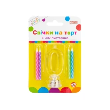 Набір свічки +цифра LED "Maxi" /MX701007-0/ "0" , що світиться (1/12)