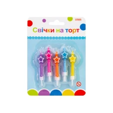 Набір свічки на торт "Maxi" /MX620148/ "Зірки" 6шт (1/12)