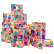 Коробка подарочная /271080/ Смайлик, прямоугольные 10шт/упак, 37х29х16,5-19х13х7,5 см