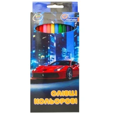Олівці кольорові "JO" 12 кол. /7303-12A/ дерево "Sportcar" упаковка картон (1/12/240)