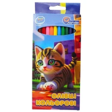 Олівці кольорові "JO" 12 кол. /7303-12F/ дерево "Кошеня" упаковка картон (1/12/240)