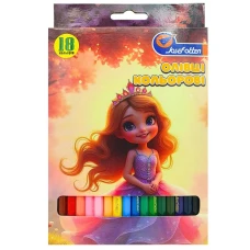 Олівці кольорові "JO" 18 кол. /7303-18E/ дерево "Принцеса" упаковка картон (1/8/160)