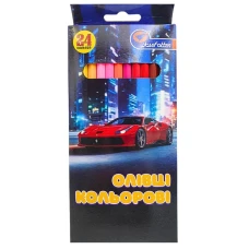Олівці кольорові "JO" 24 кол. /7303-24A/ дерево "Sportcar" упаковка картон (1/6/120)