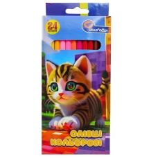 Олівці кольорові "JO" 24 кол. /7303-24F/ дерево "Кошеня" упаковка картон (1/6/120)
