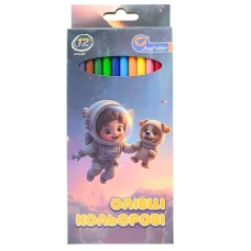 Олівці кольорові "JO" 12 кол. /1051-12A/ пластик "Spaceman" упаковка картон (1/12/240)