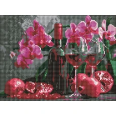 Алмазная мозаика "Идейка" /AMO8118/ "Вино и орхидеи" 30*40см