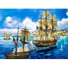 Алмазная мозаика "Go to art" /178983/ "Морской бой" 40*50см на подрамнике