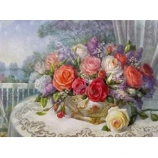 Алмазная мозаика "Go to art" /178997/ "Розы и сирень" 40*50см на подрамнике