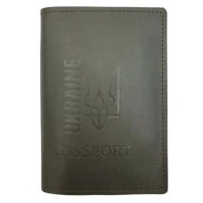 Обкладинка Паспорт "4PROFI" /19850/530/ шкірзам, Passport Ukraine Тризуб хакі тиснення