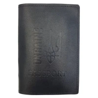 Обкладинка Паспорт "4PROFI" /21422/514/ шкірзам, Passport Ukraine Тризуб чорний тиснення