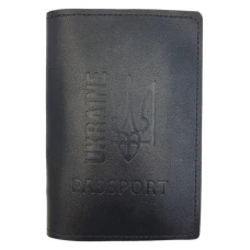 Обкладинка Паспорт "4PROFI" /21422/514/ шкірзам, Passport Ukraine Тризуб чорний тиснення