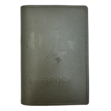 Обкладинка Паспорт "4PROFI" /19853/476/ шкірзам, Рassport UA на мапі  хакі тиснення