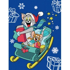 Картина за номерами "Ідейка" /KHO6859/ "Tom and Jerry: на санчатах" 30*40см