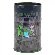 Стакан-підставка для ручок "YES" /708376/ "Minecraft" бочка, метал, сірий (1/50/100)