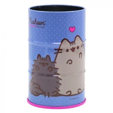 Стакан-підставка для ручок "YES" /708377/ "Pusheen" бочка, метал, блакитний (1/50/100)