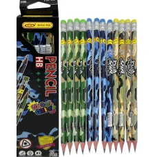 Олівець ч/г /HW-069/ НВ з гумкою "Камуфляж" тригранні 12шт./уп. (1/12/240)