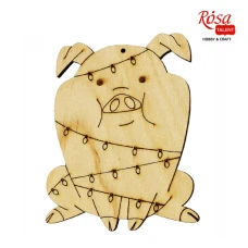 Заготовка "Rosa Talent" "Свинка в гірлянді" /158/ 4шт, фанера, 7,9*10см