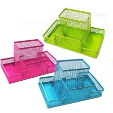 Підставка для ручок металева /9126/ Сітка кольорова 20,5*10,5см. 4-отд. (1/48)