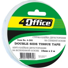 Скотч двосторонній 18*2м "4OFFICE" /4-395/ ПОРИСТИЙ (8/96)