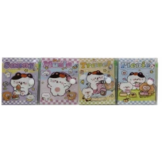 Блокнот 8*11см/64арк. /8810-6/ на кнопці ПВХ з ручкою кульк. "Котик" , мікс (1/24)