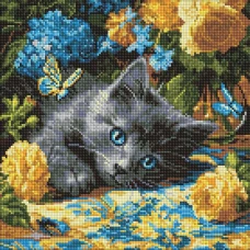 Алмазная мозаика "Идейка" /AMO8340/ "Котенок голубоглазый" 40*40см