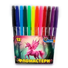 Фломастери "JO" 12 кол. /828-12A/ "Єдиноріг" ПВХ (1/12/240)