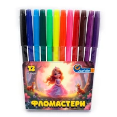 Фломастери "JO" 12 кол. /828-12K/ "Принцеса"  ПВХ (1/12/240)