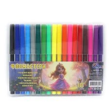 Фломастери "JO" 18 кол. /6816-18K/ з вент. колп. "Принцеса"  в жорсткому ПВХ (1/12/144)