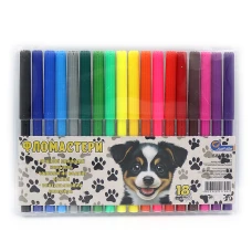 Фломастери "JO" 18 кол. /6816-18R/ 68165-18/ з вент. колп. "Песик" в жорсткому ПВХ (1/12/144)