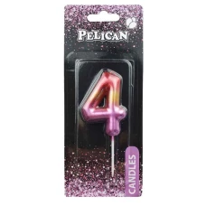 Свічка для торту "Pelican" /866064/ "4" РАЙДУЖНА 6см (1/12)