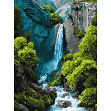 Картина за номерами "Ідейка" /KHO6437/ "Водоспад у горах" 30*40см