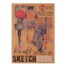 Скетчбук А5/50арк. "SANTI" /743247/ для графіки, з крафт папером склейка, 80г/м2 (1/20)