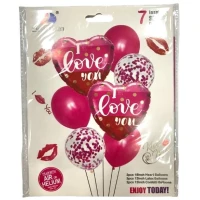 Набор воздушных шаров /30856/ "Сердце Love" 7шт.=2шт.*45см+5шт*30см (1/12)