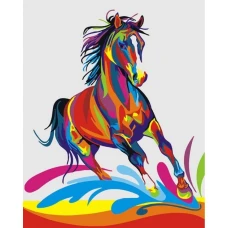 Алмазна мозаїка "Go to art" /178807/ "Барвистий кінь " 20*30см на підрамнику
