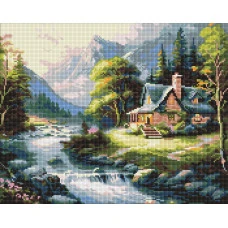 Алмазна мозаїка "Ідейка" /AMO20002/ "Будиночок у горах" 40*50см