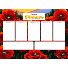 Планер магнітний з алмазною мозаїкою "Ідейка" /AMP20062/ "Маки" 32*40см