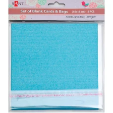 Заготовка для листівок "SANTI" /952254/ 15*15 см 5шт.,голуб.перламутр.,250г/м2 (1/100)