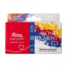 Акварель "ROSA Gallery" /3403212/ 12цв.*2,5мл, кювета, Индиго металл.пенал (S) MONOPIGMENTED Акварель "ROSA Gallery" /3403212/ 12цв.*2,5мл, кювета, Индиго металл.пенал (S) MONOPIGMENTED