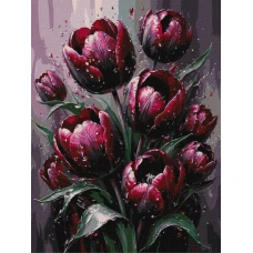 Картина за номерами "Ідейка" /KHO3374/ "Багряні тюльпани" 30*40см
