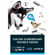 Картон кольоровий А5/10 "Kite" /K22-289/ 10 кольор. двостор. "Kite Dogs" (1/50)