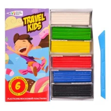 Пластилін "TRAVEL KIDS" восковий 6 кол. /331008/TK/ к/к 72г. (24)