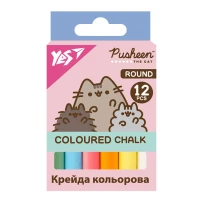 Мел цветной 12 шт. "YES" /400556/ "Pusheen" круглый (1/24)