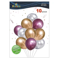 Кульки повітряні "Pelican" /837409/ латексні "Срібно-рожевий блиск" хром 10шт/уп