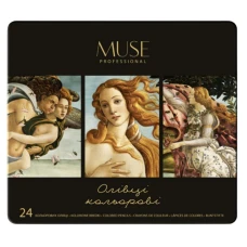 Олівці кольорові "MUSE" 24 кол. /101M-24/ круглі, в металевому пеналі (1/6)