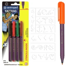 Набор маркеров Centropen 2880 TATTOO сухостир. 4шт+трафарет   (1/20)